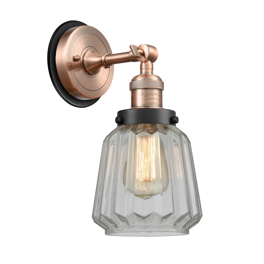 Innovations FR Chatham 1 Light Sconce, CP/Clear - 203AC-BPBK-HRBK-G142