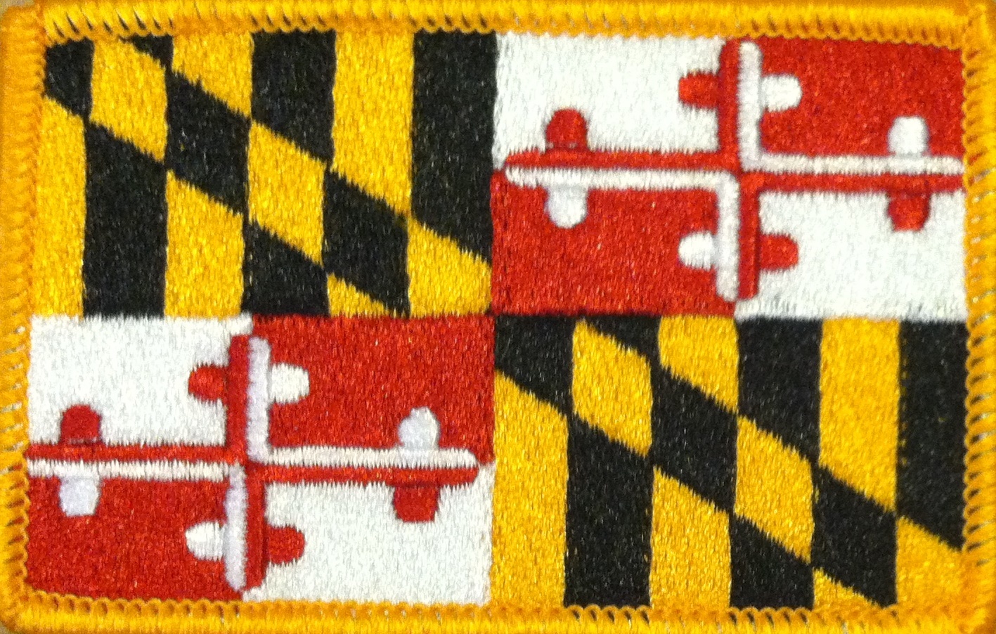 MARYLAND STATE Flag Military Patch W/ VELCRO® Brand Fastener GOLD Border #04