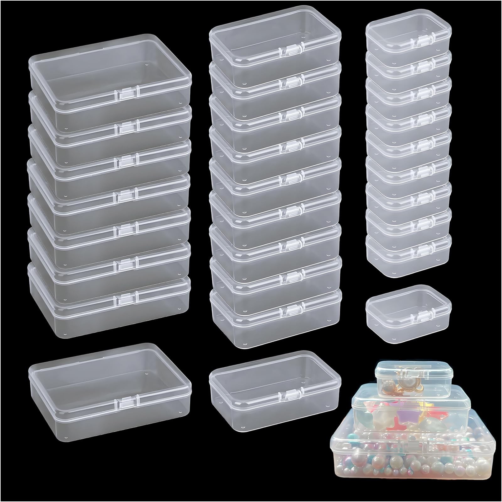Bead Organizers and Storage-28 Pcs Small Plastic Boxes,Mini Clear Plastic Sto...