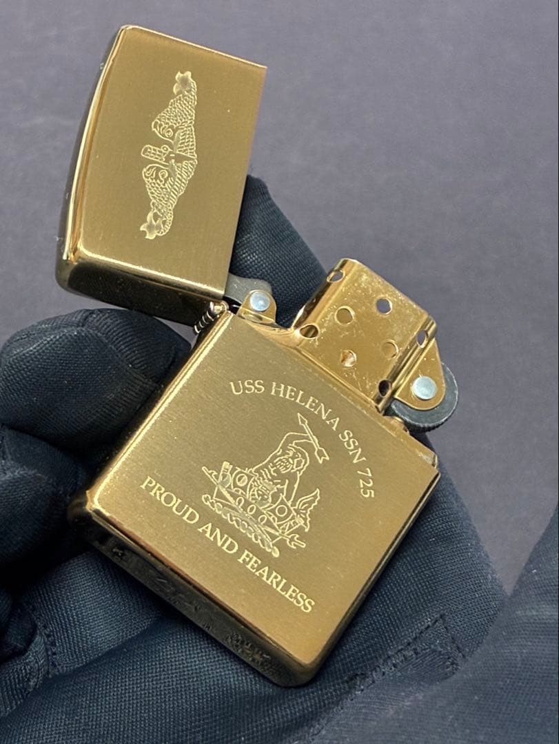 Zippo USS HELENA SSN 725 Gold One Sided Processing Lighter Regular Japan