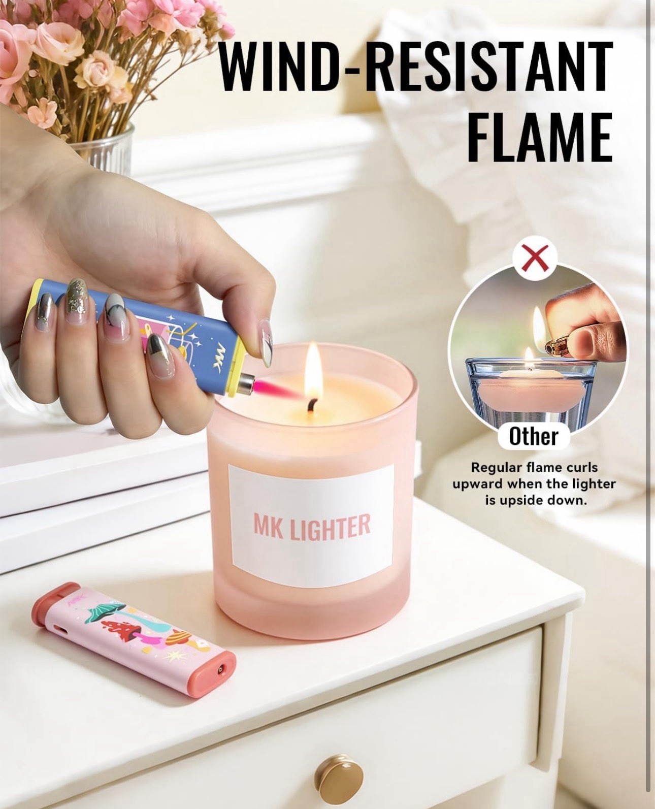 MK Lighter Refillable Wind-Resistant Pocket Jet Lighter, Multicolor