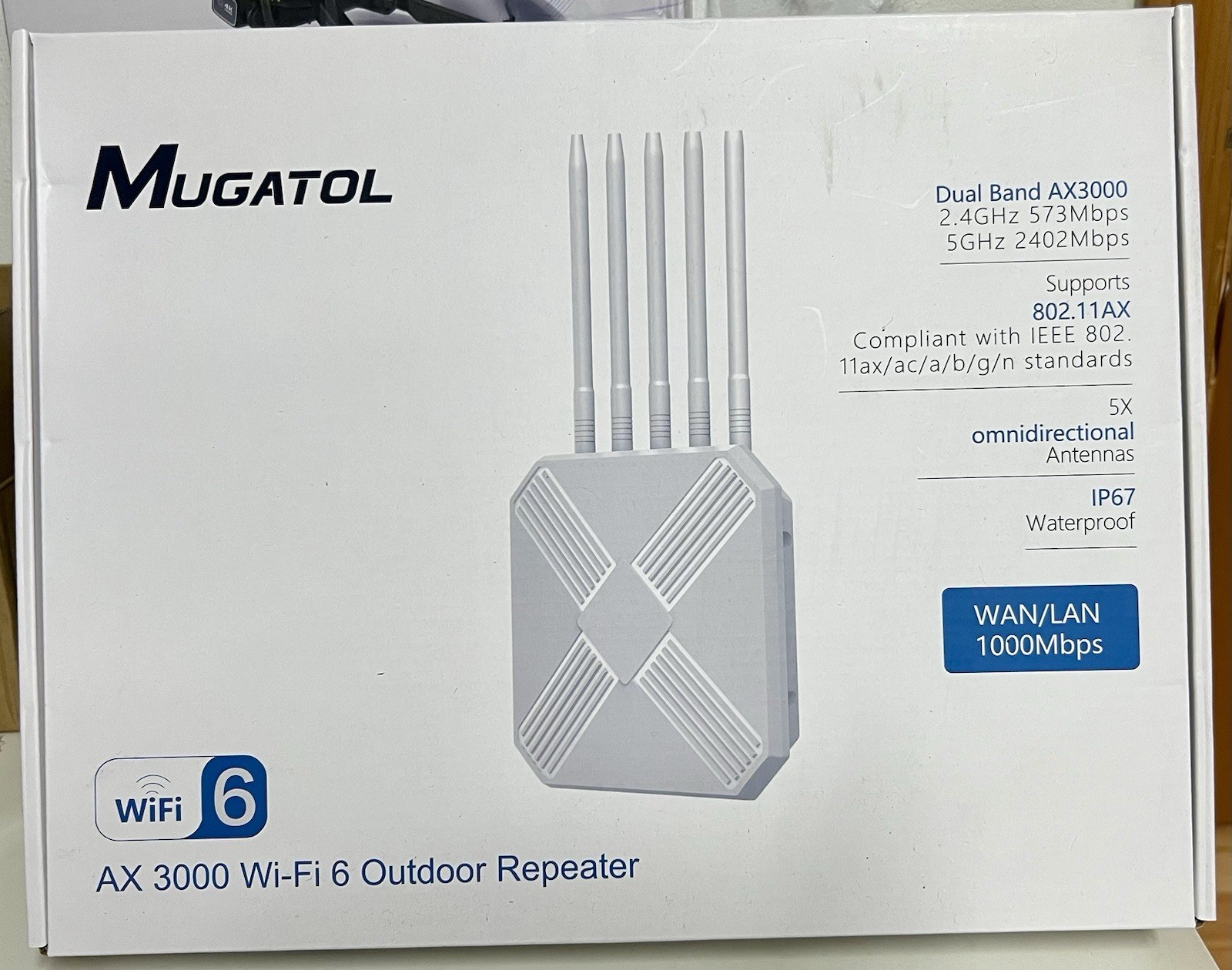 Mugatol AX3000 WiFi 6 Outdoor Dual-Band Repeater 5x Antennas IP67 Waterproof
