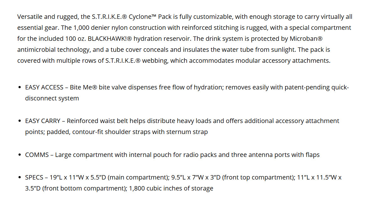 Blackhawk!, 5.11 Tactical, Eagle, Camelbak - STRIKE Cyclone Backpack Package OD