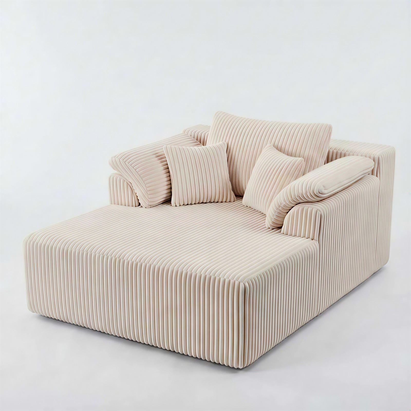 60-inch indoor oversized corduroy lounge chair, no assembly required (Beige)