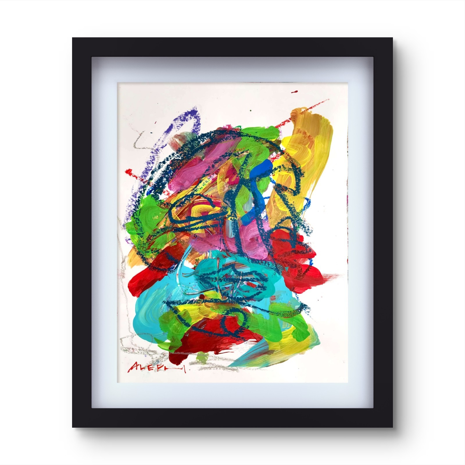 Aleph Original Art 14x11 Abstract Expressionist Original Painting Gallery Paper