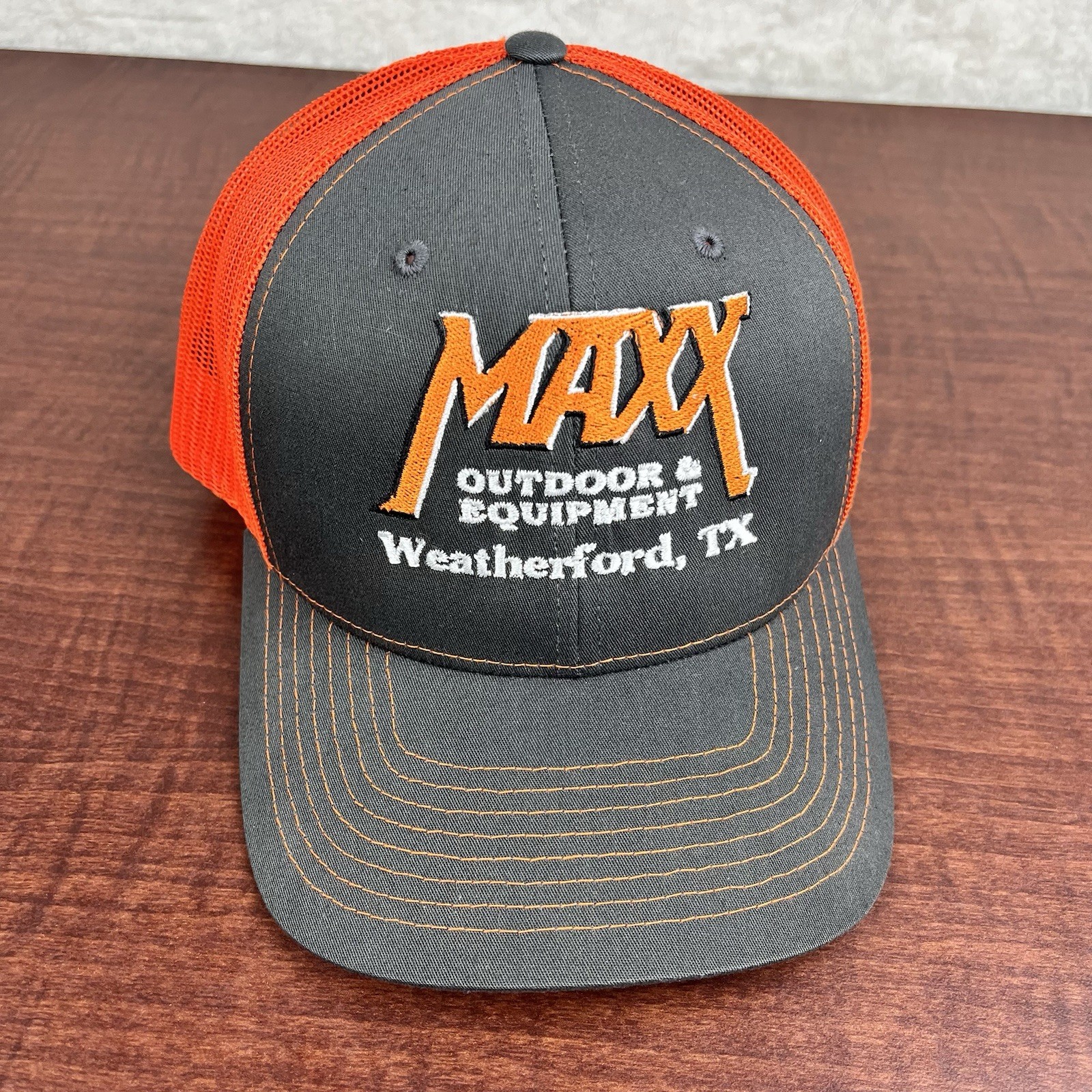 Maxx Outdoor Equipment trucker hat ball mesh NEON ORANGE snap back