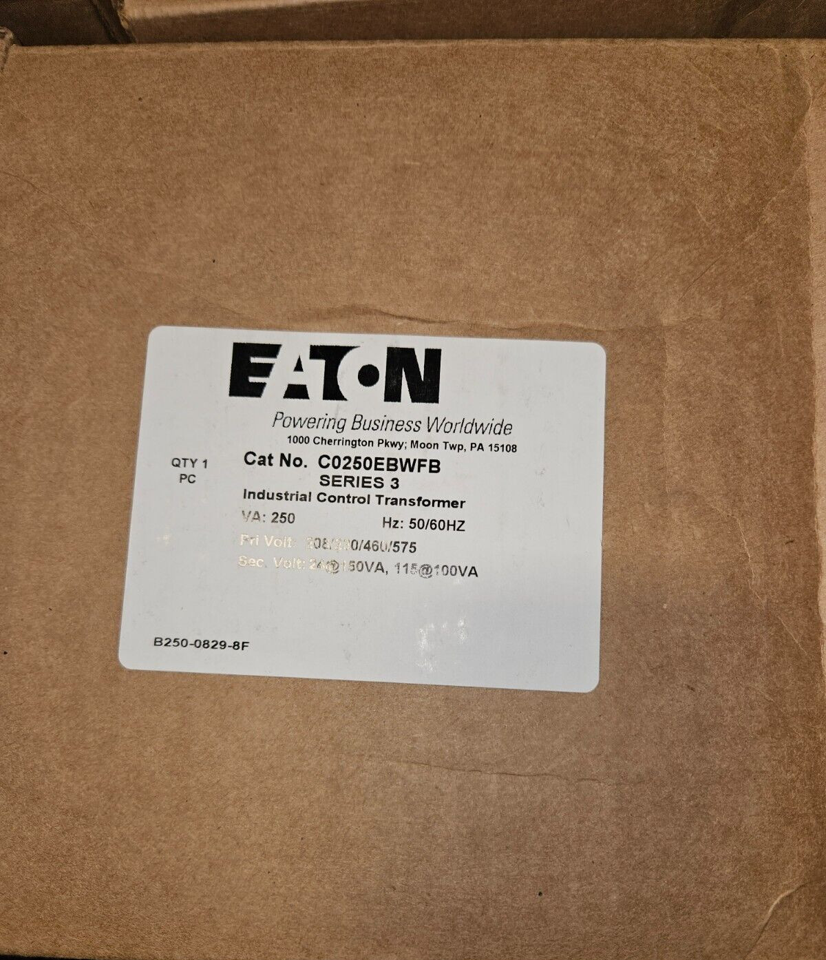 EATON C0250EBWFB TRANSFORMER 250VA