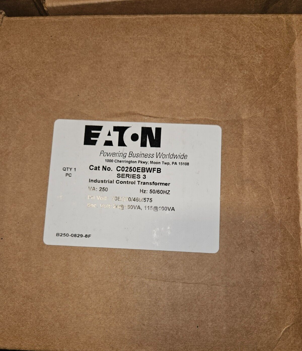 EATON C0250EBWFB TRANSFORMER 250VA