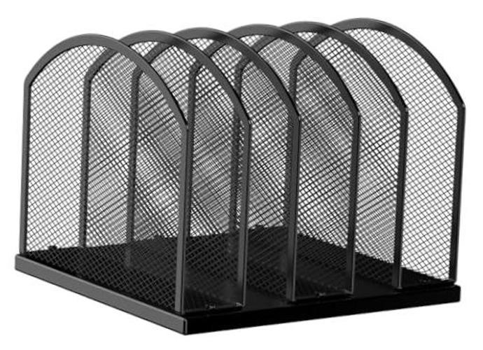 5-Section Vertical Desktop Organizer, 5-Section Mesh 1 Pack 5-Section Black