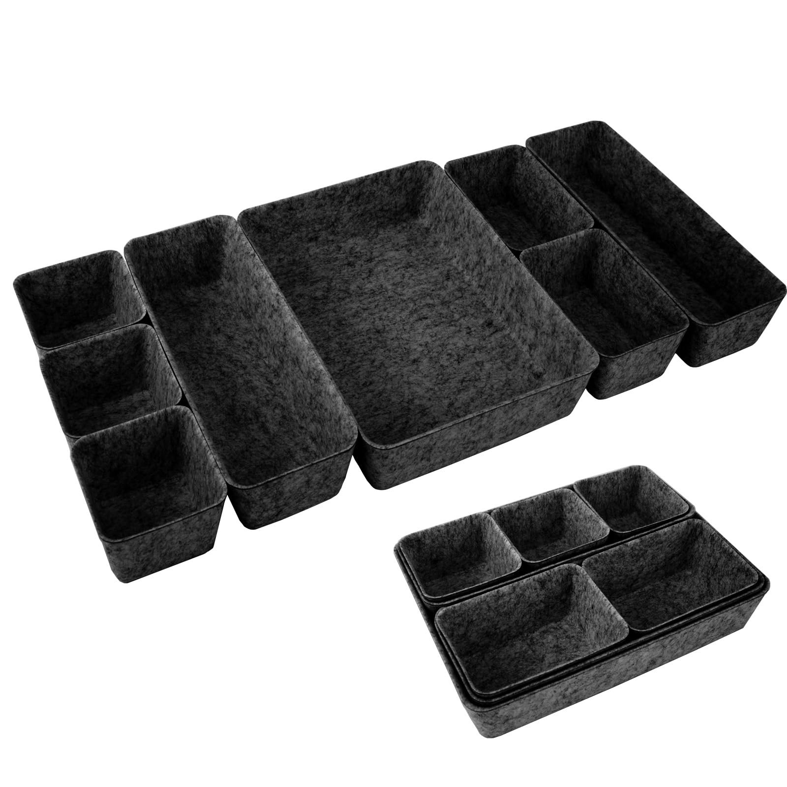 Desk Drawer Organizer Bins, 8pcs Felt Shallow Bathroom Storage Trays, Office ...