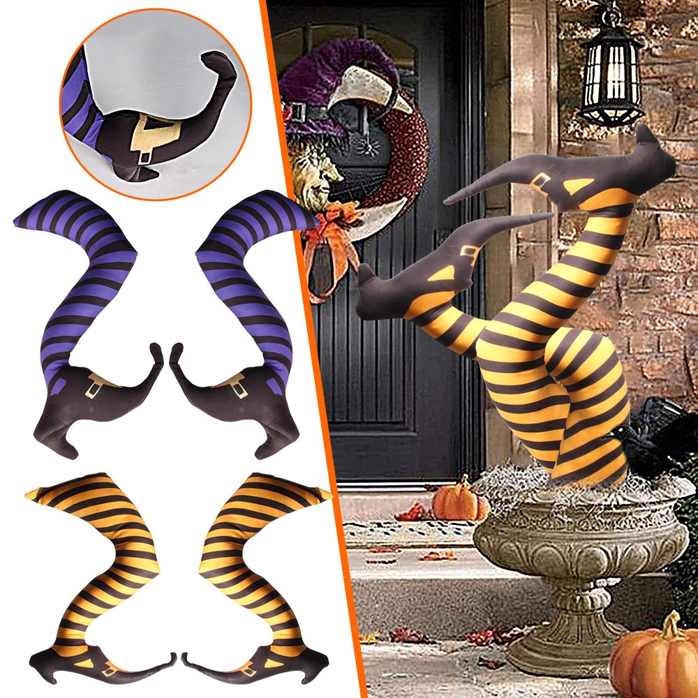 Halloween Evil Witch Legs Props Upside Down Wizard Feet TL