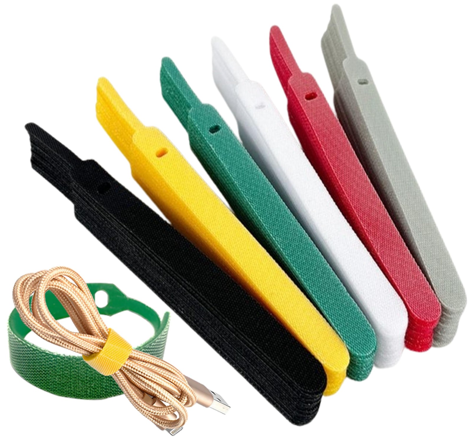 QUALIALL 150 Reusable Cable Ties, Strong Adhesion Nylon Cord Ties for PC and ...