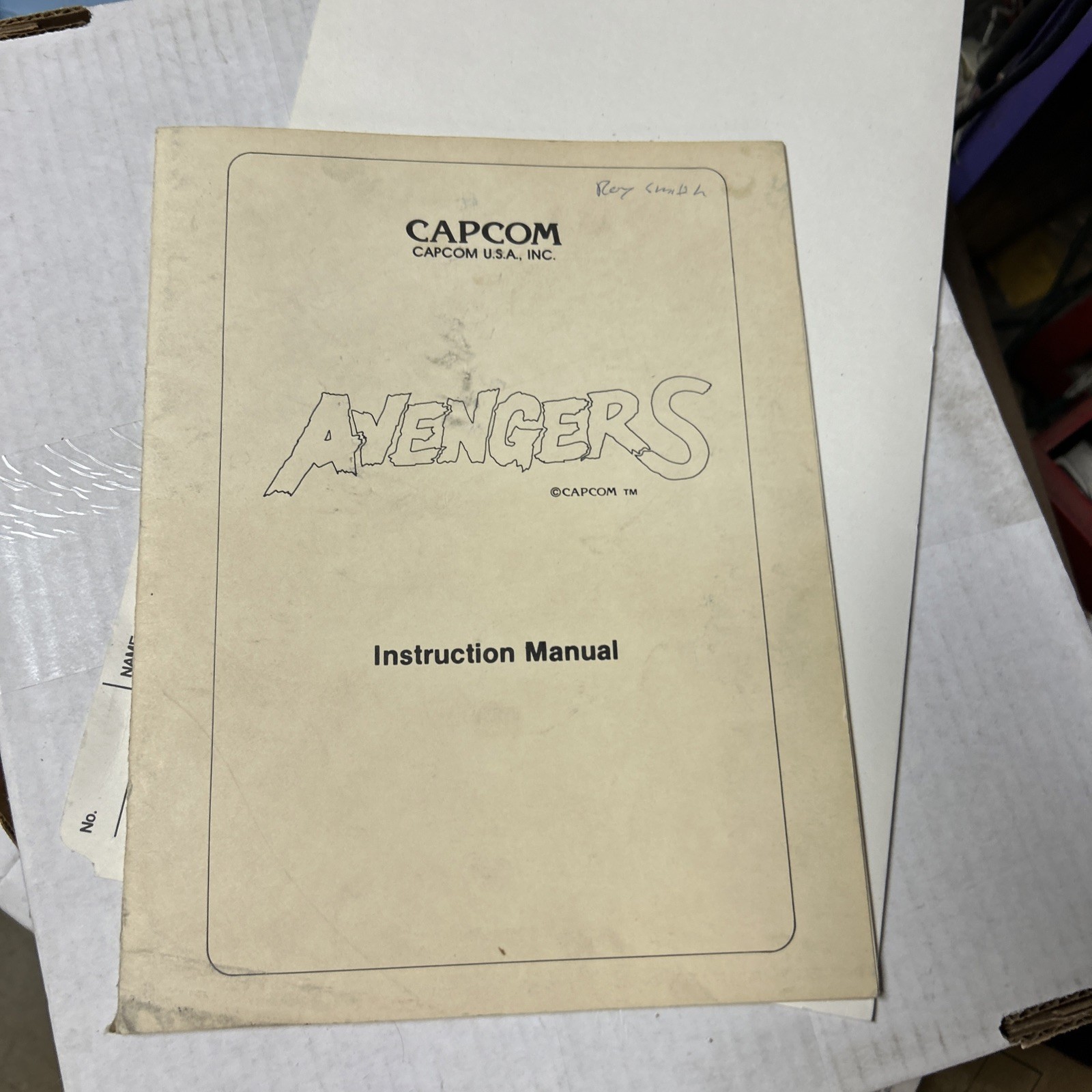 Original Avengers Capcom arcade video game owners manual