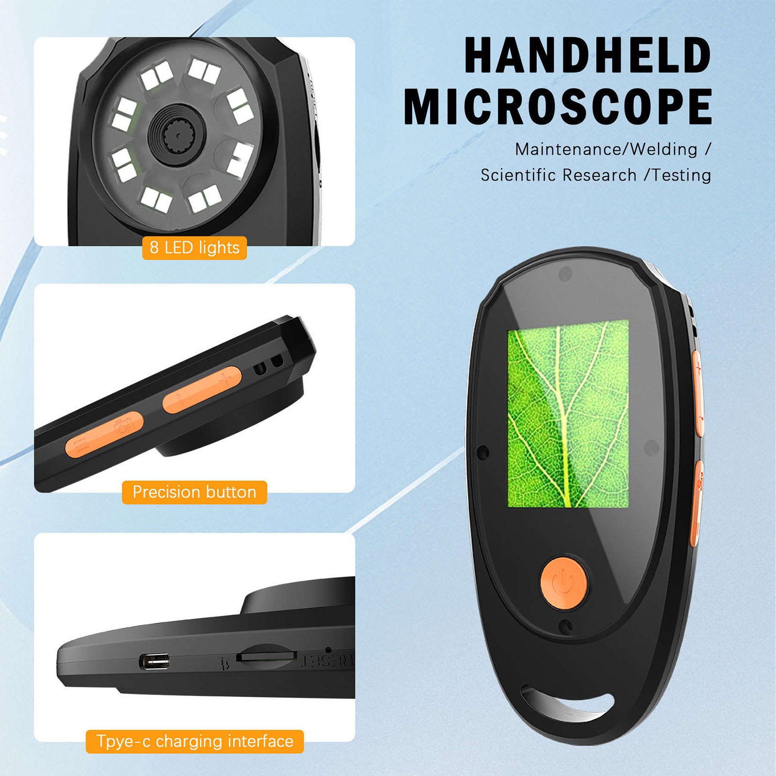 Handheld Digital Microscope Kit Fit AVI Video format, Support TF card up to 64g