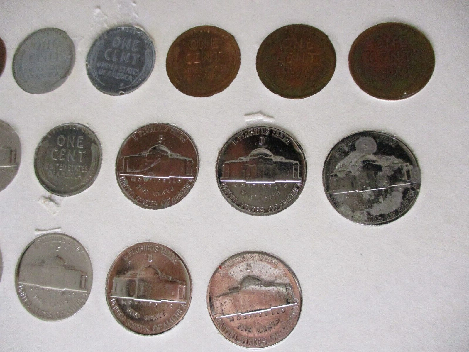 Jefferson Silver Nickel Set w/Steel & Copper Penny's 1942 to 1945 Victory Years