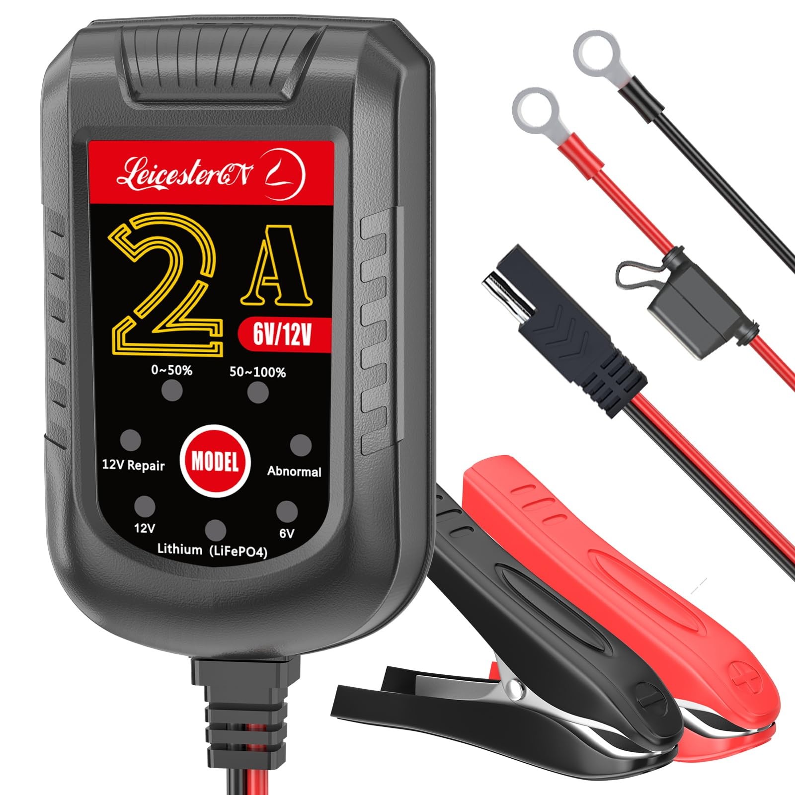 2A Battery Maintainer & Trickle Charger, 6V 12V Smart 6V&12V 1.5A, 1 Pack