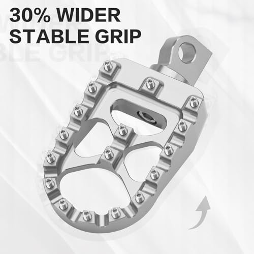 CNC Motorcycle Foot Pegs Wide Footpegs 360° Roating MX Foot Pegs Chopper Silver