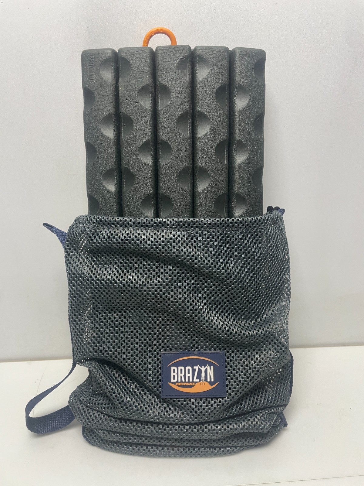 Brazyn Morph Collapsible Foam Roller Travel Massage Fitness w Mesh Bag Gray 13in