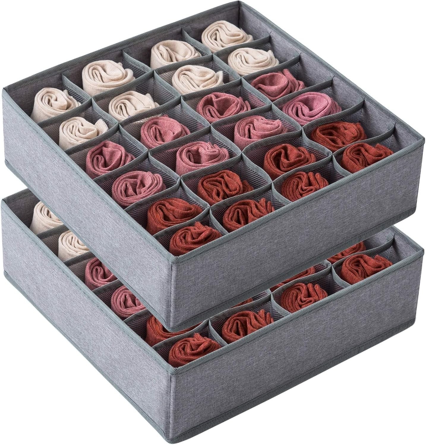 2 Pack Socks Underwear Drawer Organizer Divider 24 Cell/16 Cell Collapsible