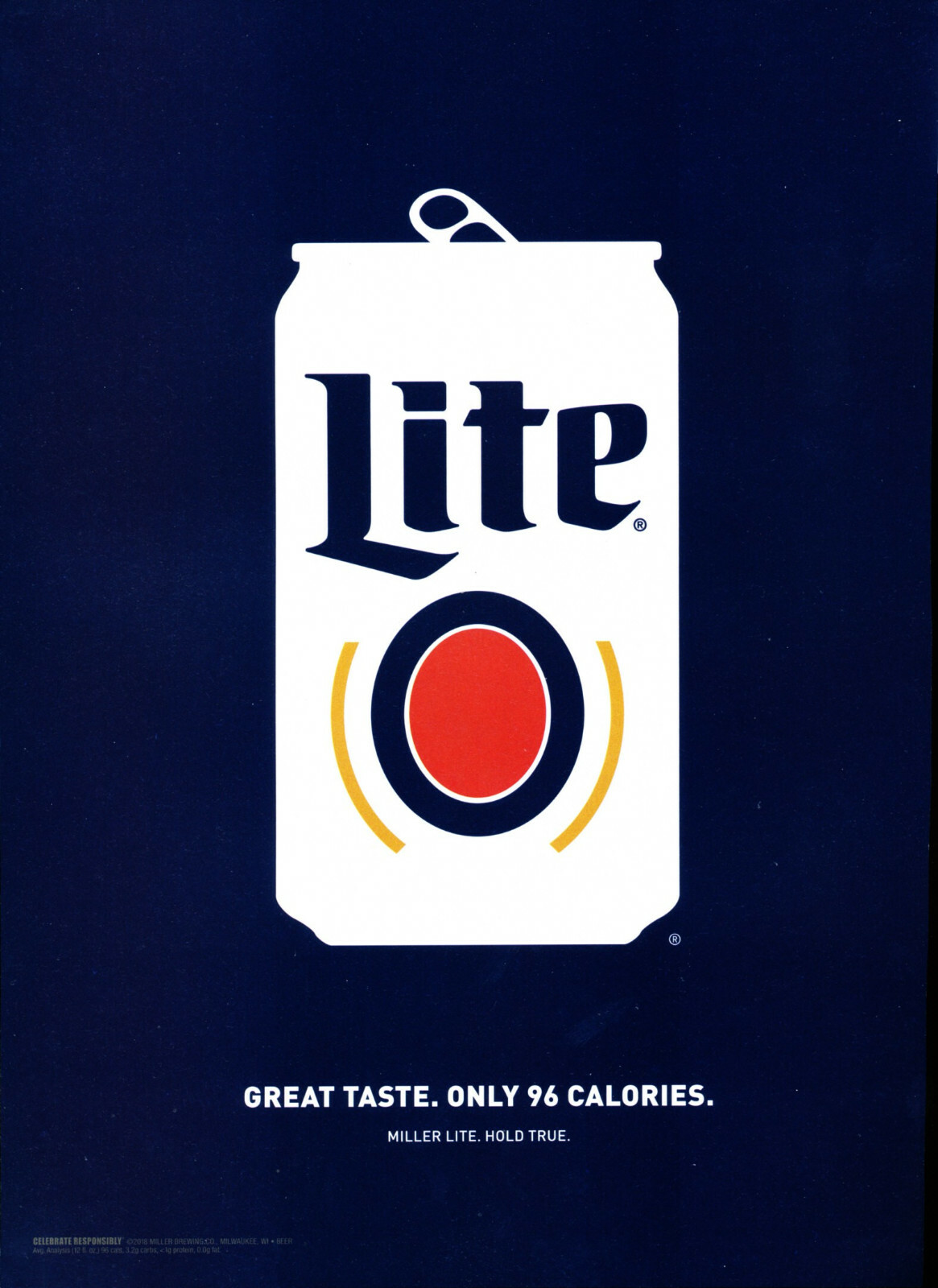 MILLER BEER AD #107 RARE 2017 OUT OF PRINT ~ "GREAT TASTE. ONLY 96 CALORIES"