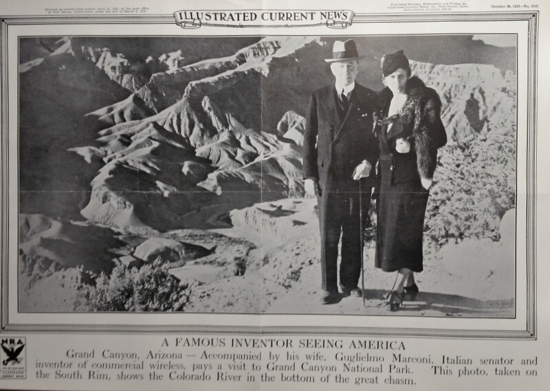 Oct 30, 1933 Illustrated News Poster Guglielmo Marconi Visiting Grand Canyon
