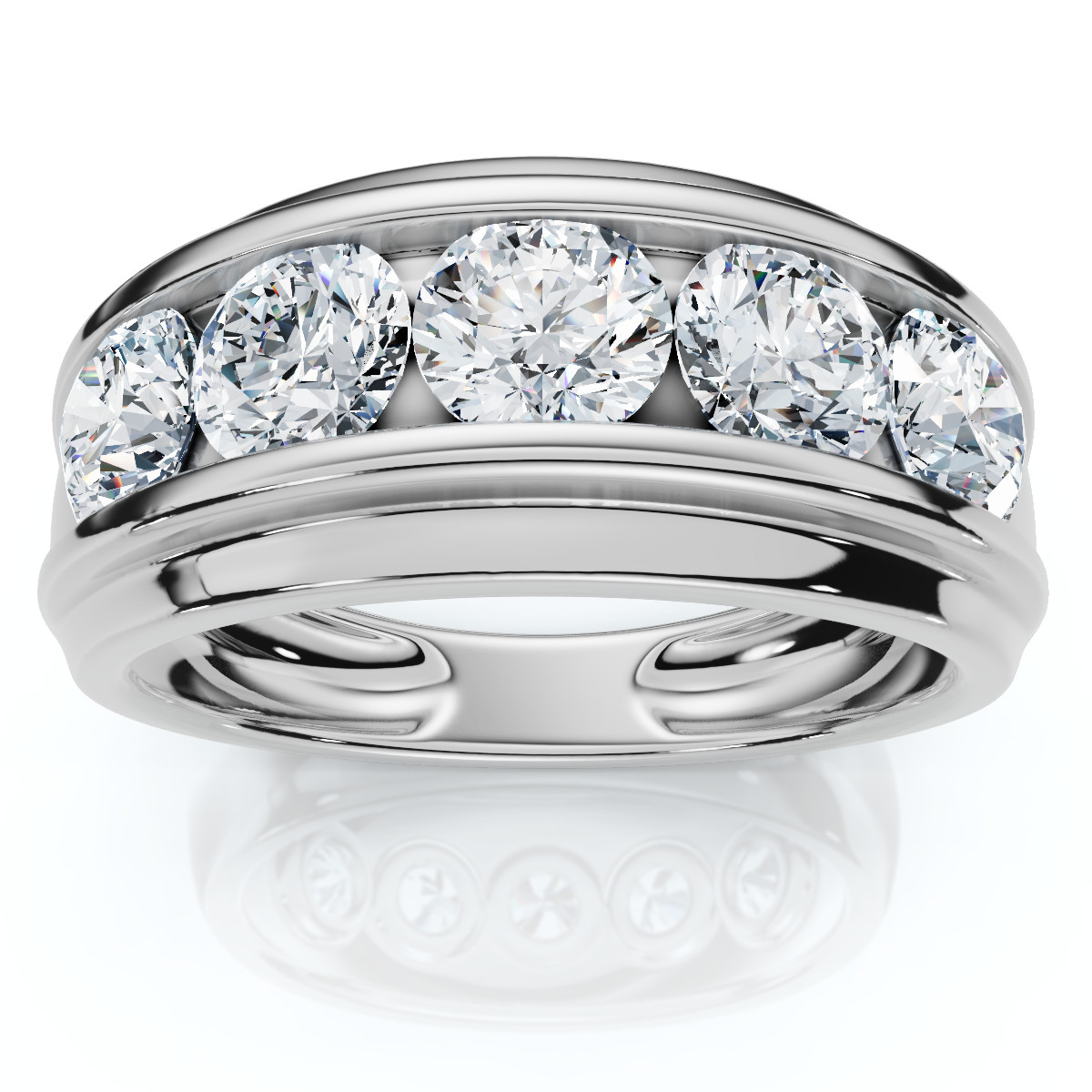 Men's 2Ct Diamond Ring Channel Set Gold Lab Grown