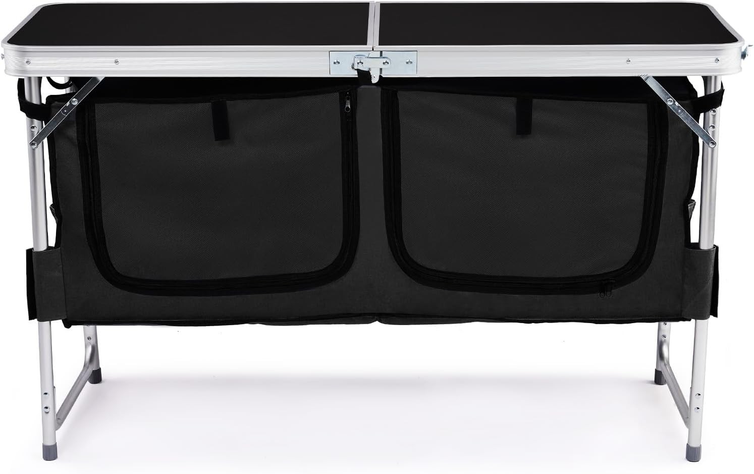 Folding Table, 4FT Aluminum Camping Table Large Storage Space Adjustable Height