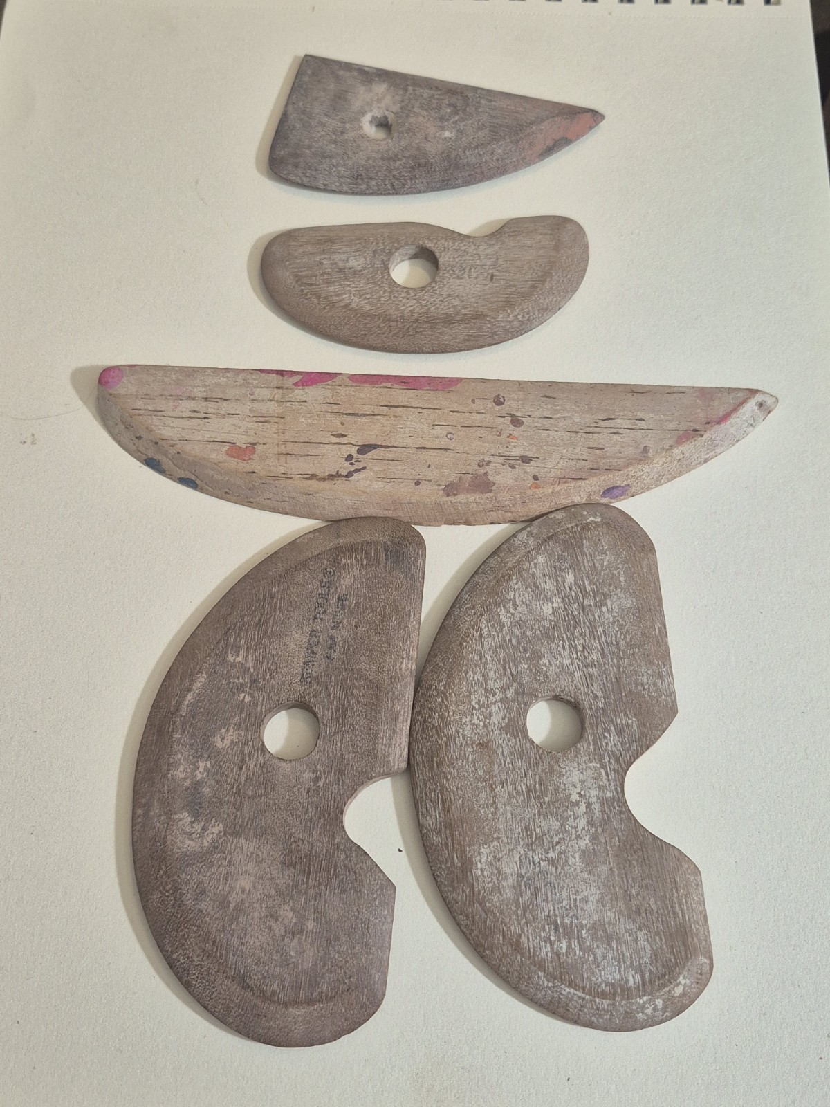 5 Vintage  Wood Pottery  Sculptureing  Tools