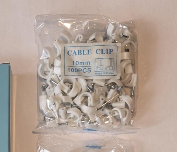 100 Pack 10mm White Cable Clips Wire Wall Tacks Organizer for RG6 CAT6 Coax RJ45