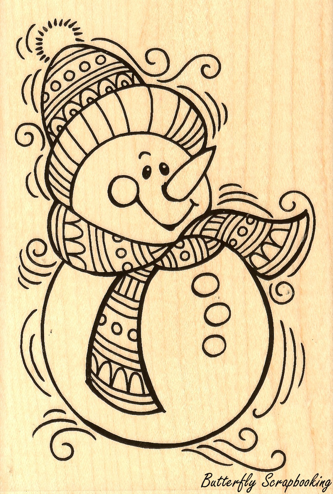 PenPattern Snowman, Wood Mounted Rubber Stamp STAMPENDOUS, NEW - P240