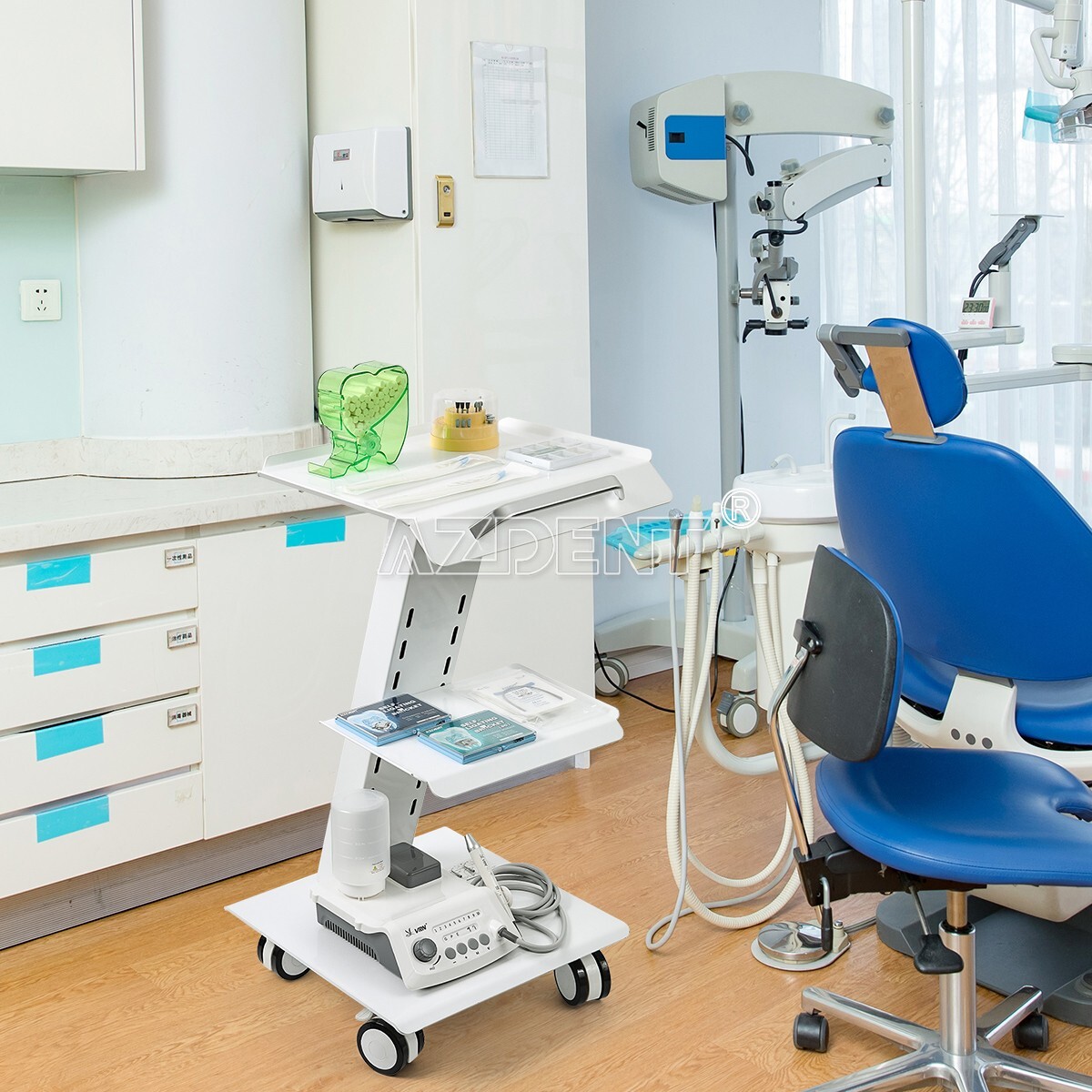 Dental Tool Cart Mobile Instrument Trolley Cart Delivery Unit Built-in Socket