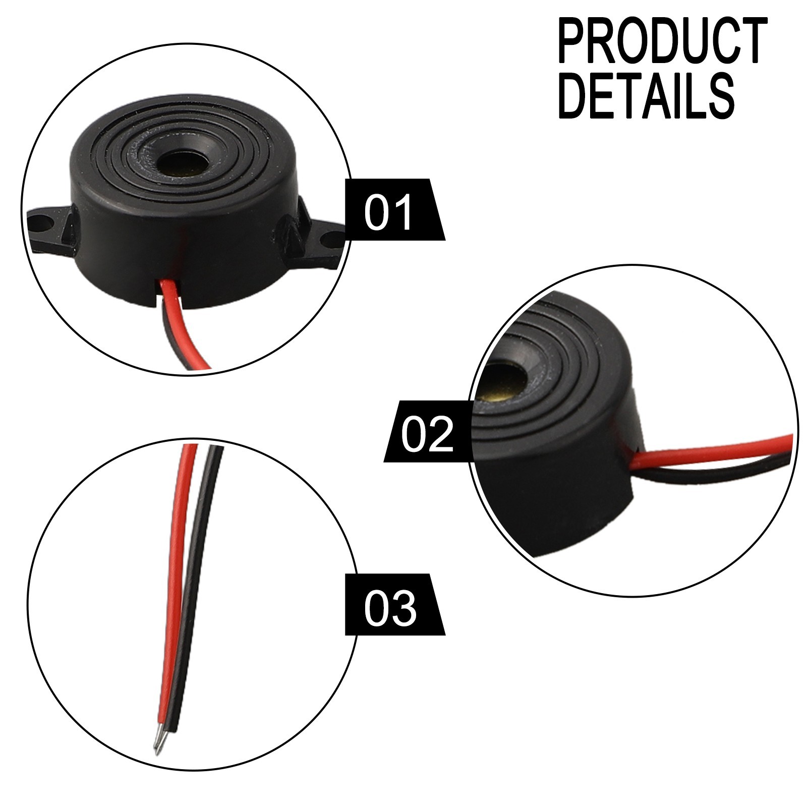 85 DB ABS And Electric Components Piezo Buzzer 12V DC 2 Wired Connctor