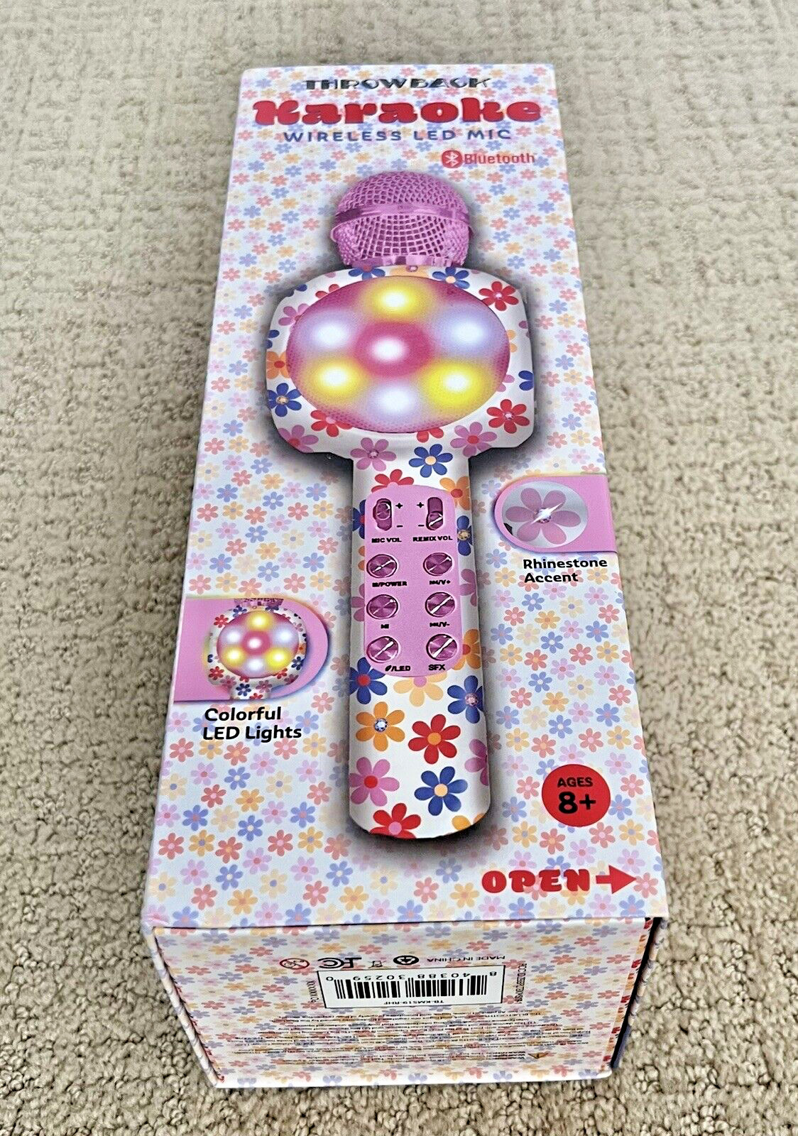 Throwback Karaoke Wireless Bluetooth MIC, Colorful LED Lights, NEW IN BOX