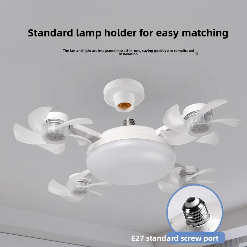 LED Ceiling Fan Light with Remote Quiet E27 Socket Bedroom Home Ceiling Lamp
