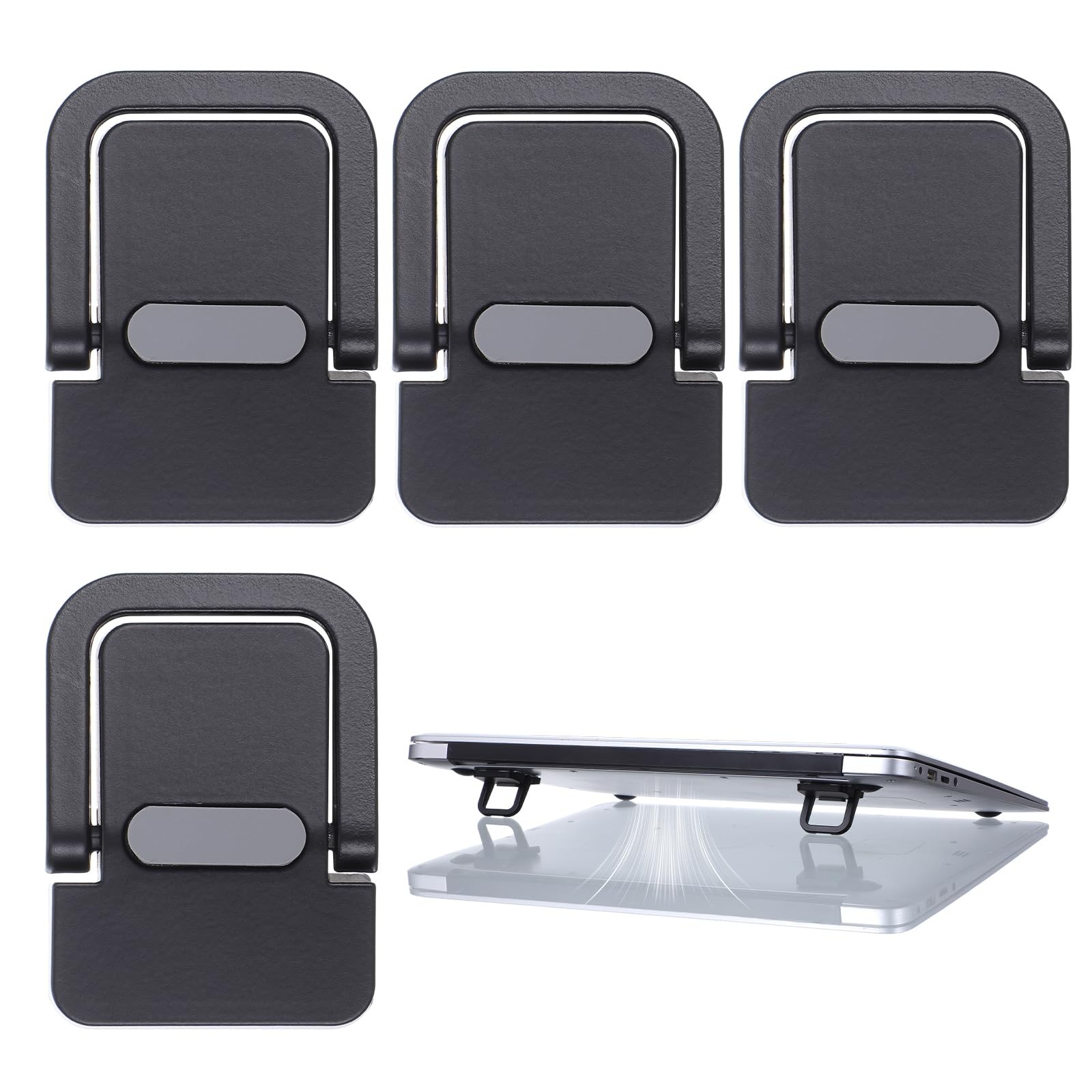 4 PCS Portable Keyboard Riser Self Adhesive Laptop Stand Invisible Feet Black