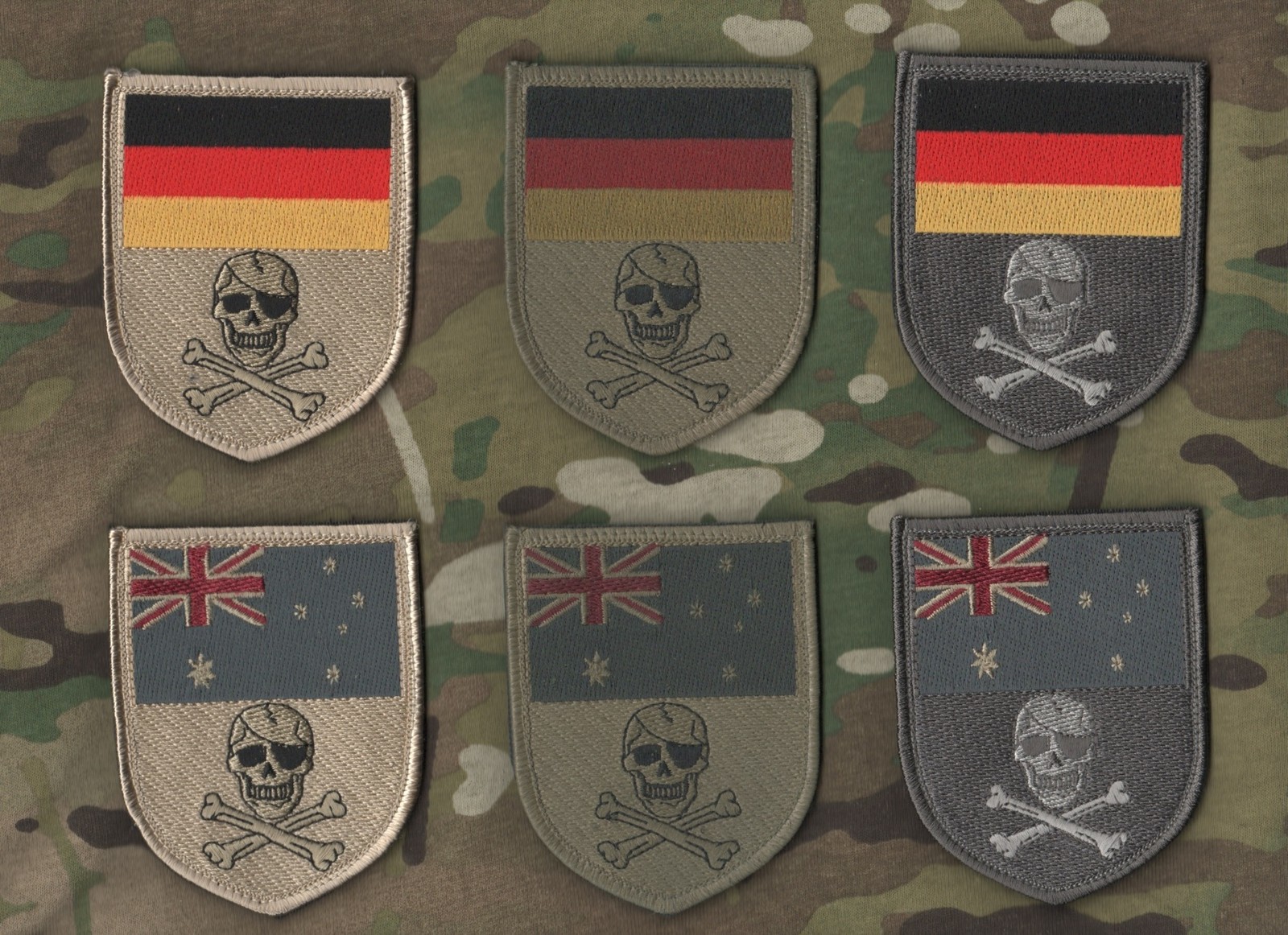 ALLIED COALITION JSOC ISAF OPERATOR AUSSIE SAS VeIcrọ FLAG: AUSSIE SKULL SHIELD