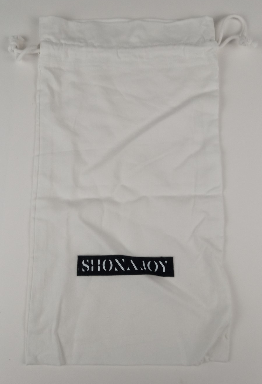 SHONA JOY White Drawstring Cotton Dust Bag / Storage Pouch  15" X 8"