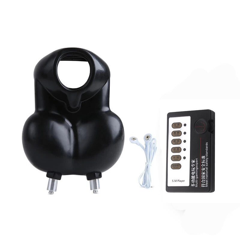 Men Shock E-Stim Ball Stretcher Male Cage Chastity Enhancer Delay Device US Ship