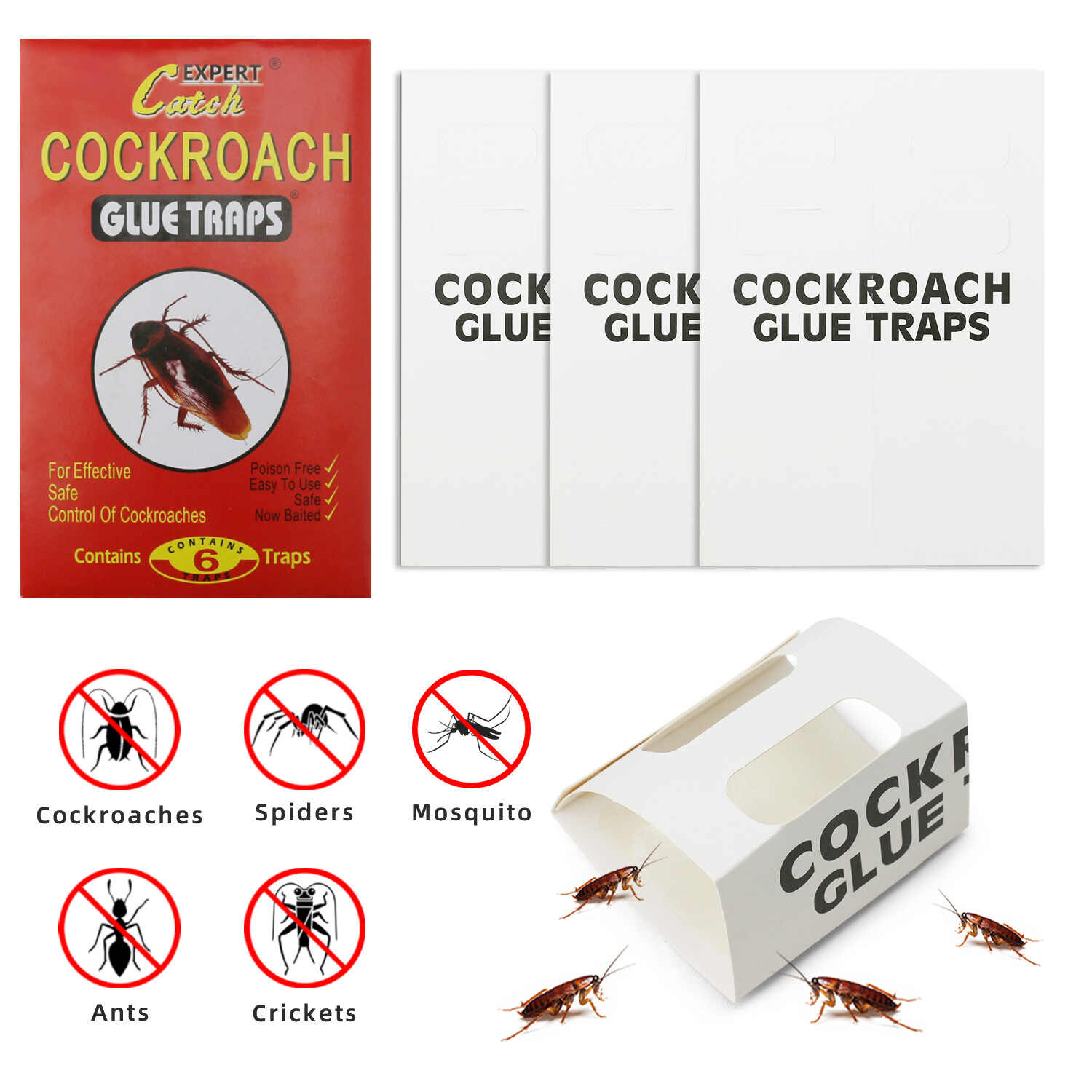 6-48PCS Roach Trap Pest Cockroach Killer Glue Catchers Indoor Roach Insect Motel