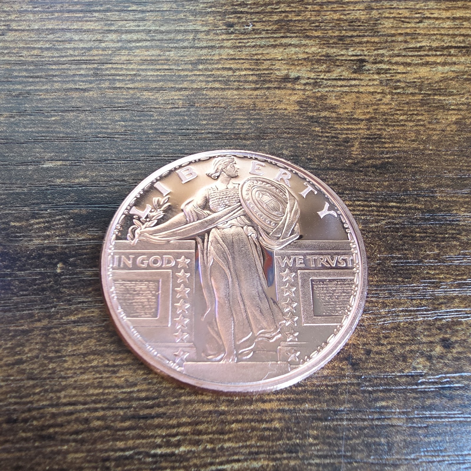 1 oz Copper Round - Standing Liberty Design