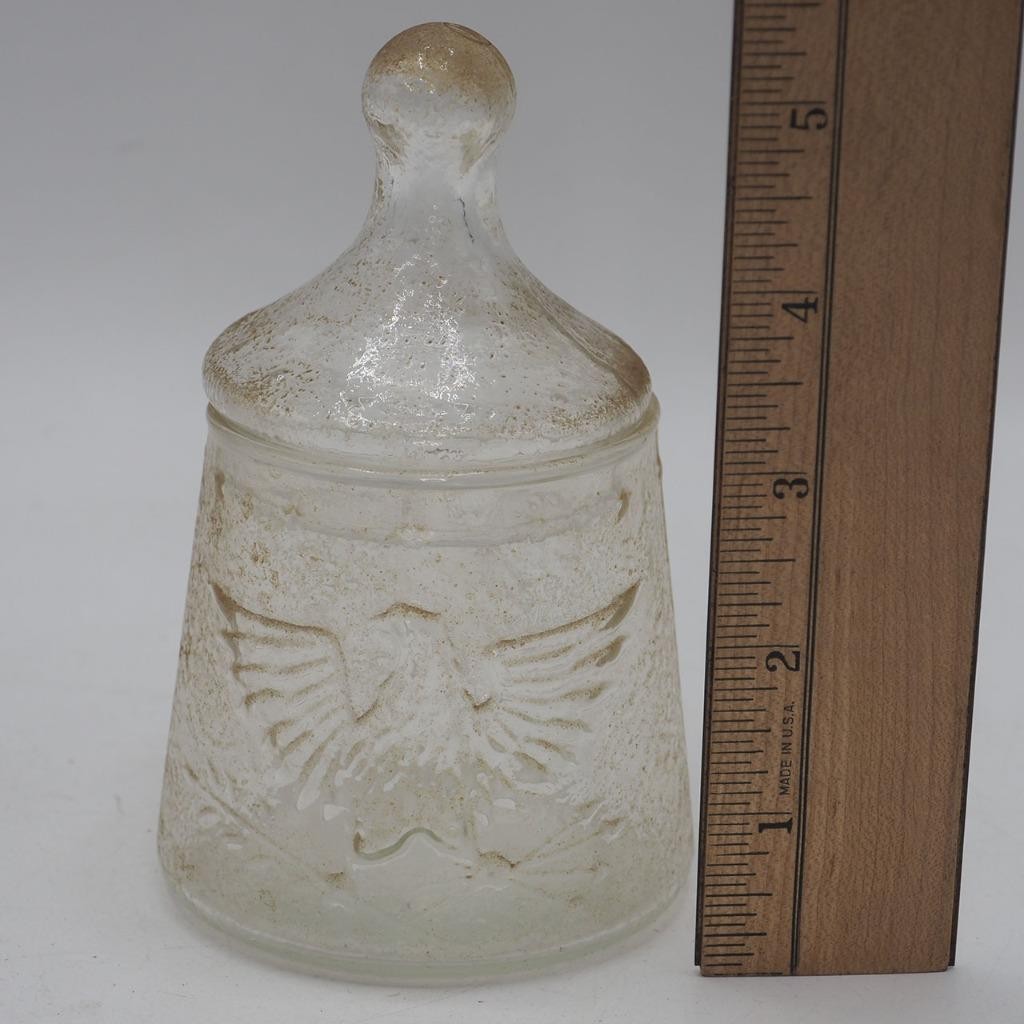 Glass Embossed Eagle Jar