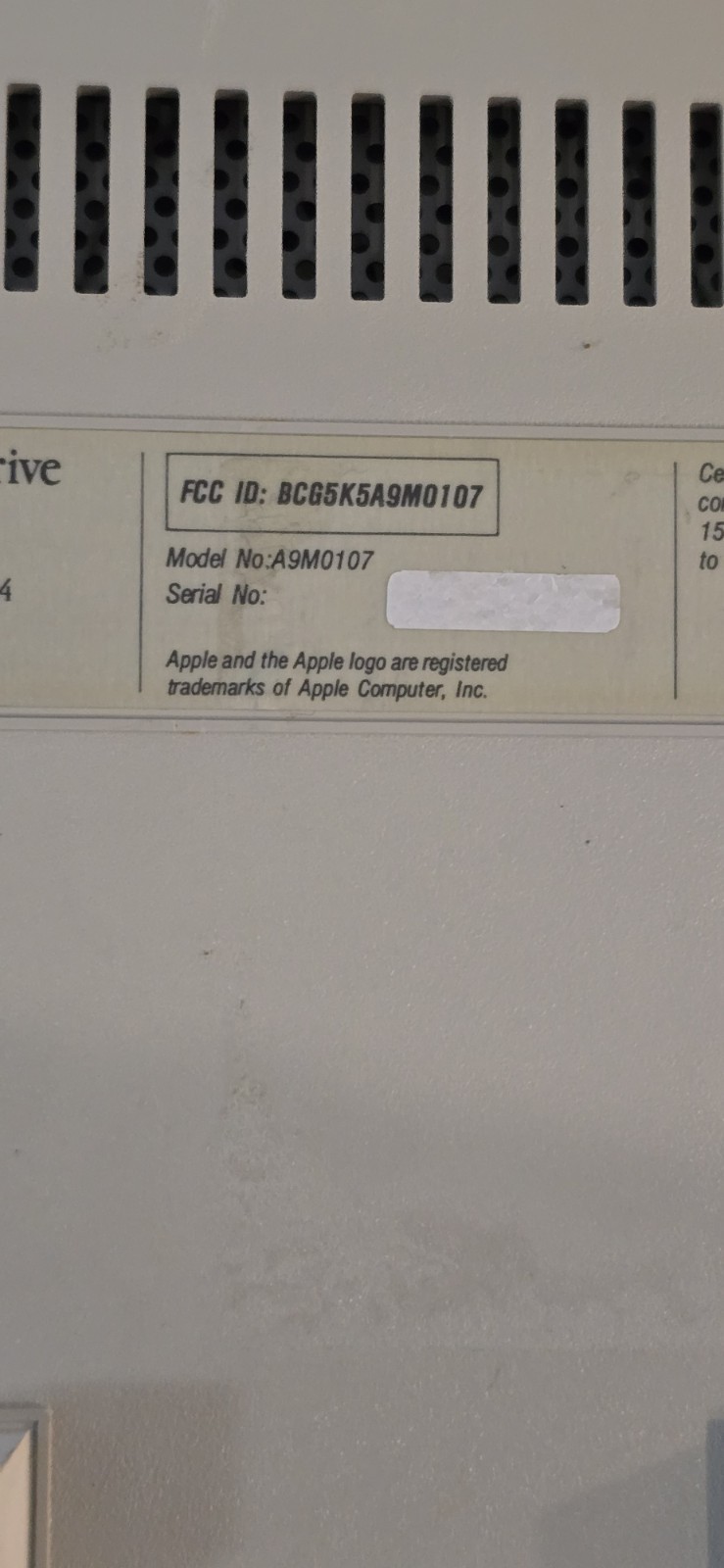 Vintage Apple Computing 5.25" External Floppy Disk Drive A9M0107