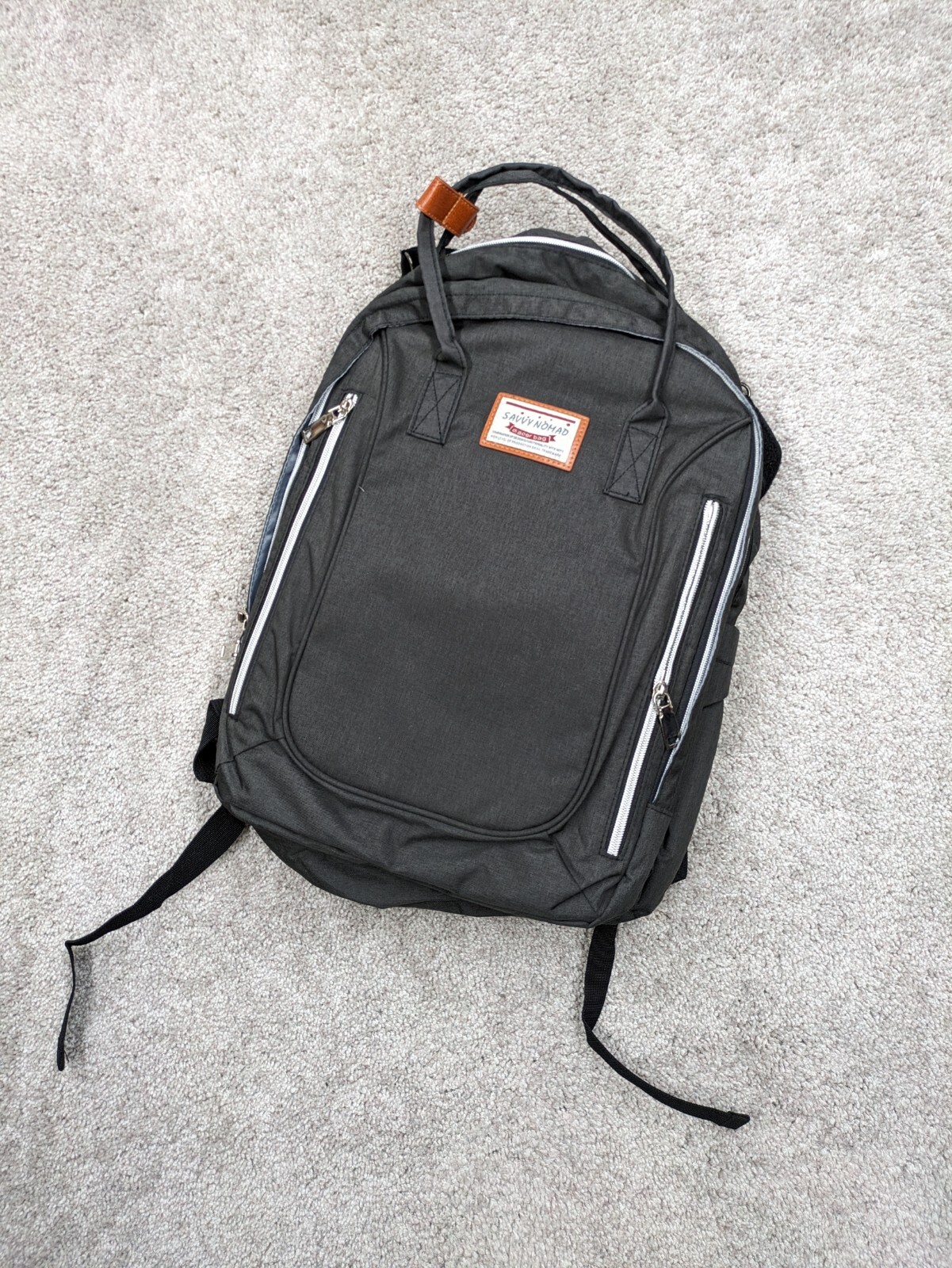 SAVVY NOMAD Hiking Daypack Travel  Diaper Bag Backpack Gray Pad Multi Pocket