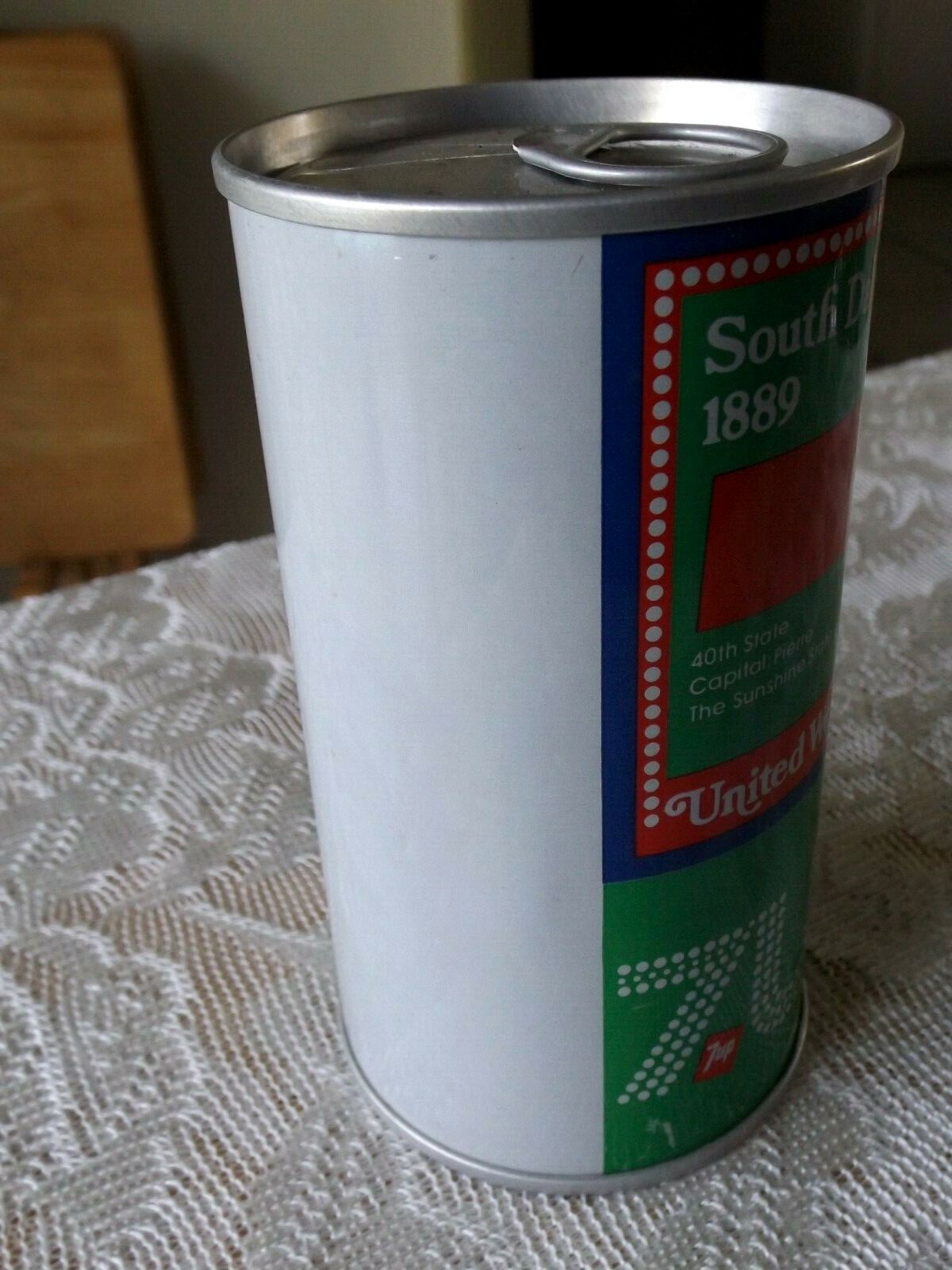 SOUTH DAKOTA 7-UP SODA ERROR CAN * PULL TABS BOTH ENDS NEVER OPENED OR FILLED