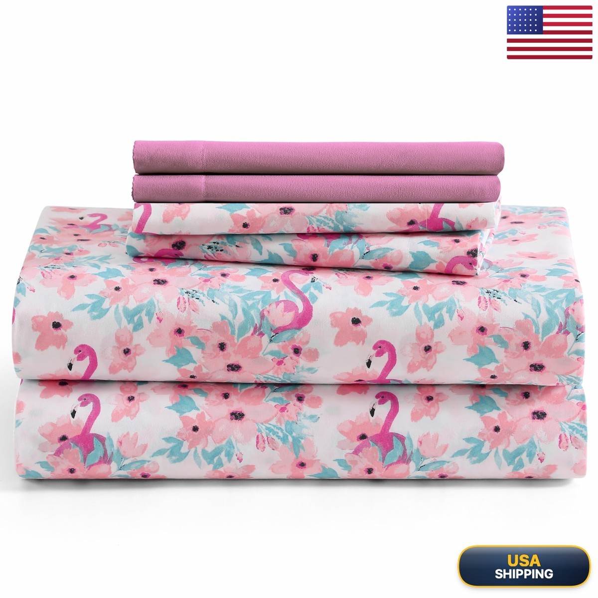 Caribbean Joe 6-Pc Full Sheet Set Cooling Pillowcases, Flamingle