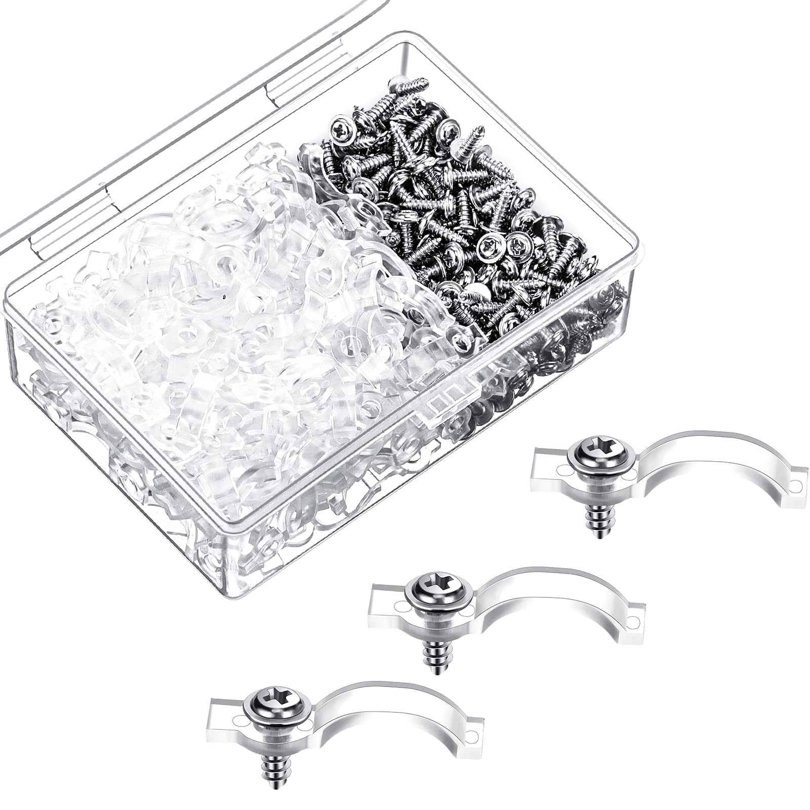Boao 100 Pack LED Strip Light Mounting Clips Brackets 10 mm, Transparent