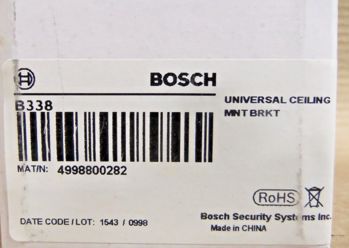 NEW SEALED BOSCH B338 UNIVERSAL CEILING MOUNT BRACKET