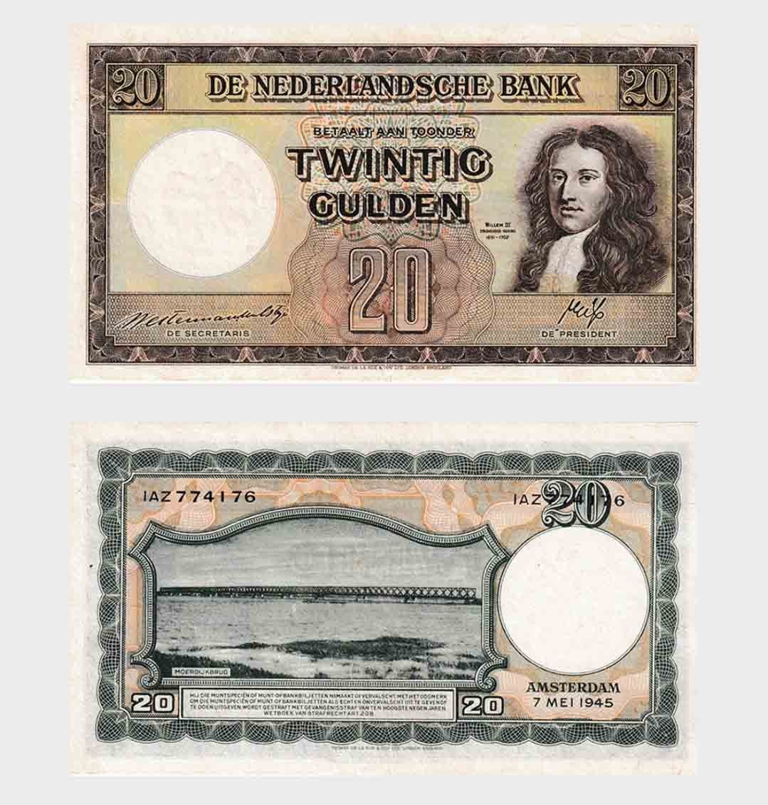 Netherlands - 1945 - 20 Gulden - "XF+"  #NH167