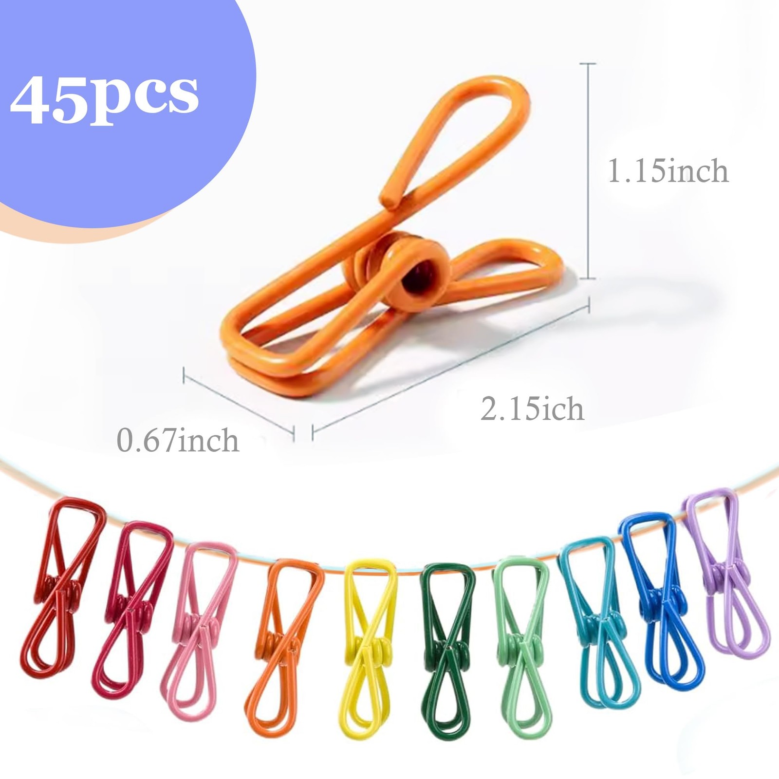 45 Pcs Chip Clips - 2 Inch Random Multi-Colored Waterproof 45 Pcs, Colorful
