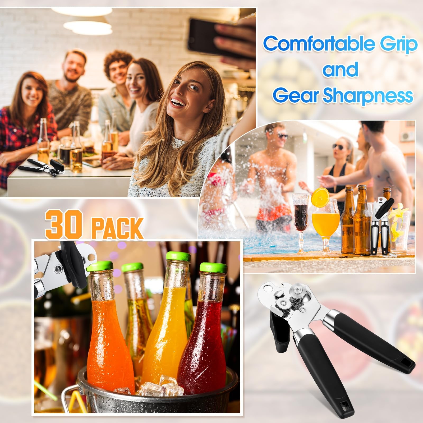 30 Pcs Manual Can Opener with Sharp Blade Smooth Edge Multifunctional Kitchen...
